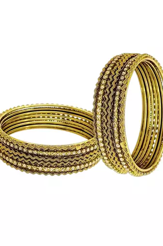 Set of 12 antique gold plated cz bangles