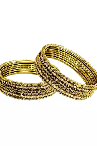Set of 12 antique gold plated cz bangles