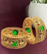 Set of 2 heritage gold plated bridal screw kada bangles