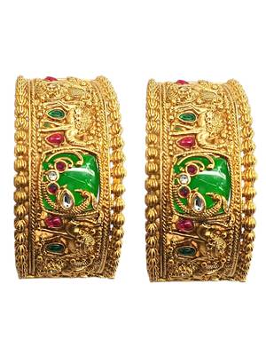 Set of 2 heritage gold plated bridal screw kada bangles 2