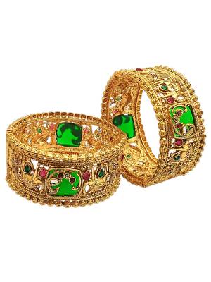 Set of 2 heritage gold plated bridal screw kada bangles 3