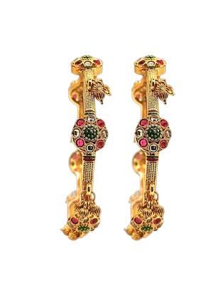 Set of 2 gold plated cz meenakari kashmiri bangles 2