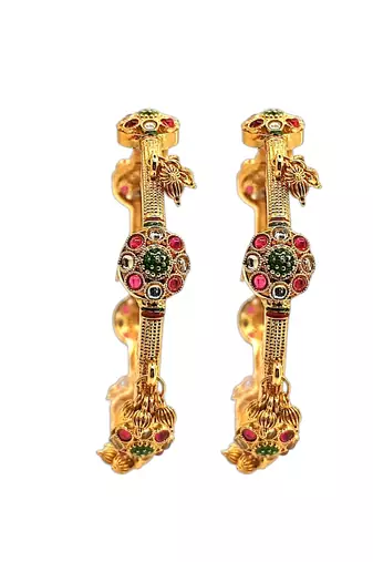 Set of 2 gold plated cz meenakari kashmiri bangles