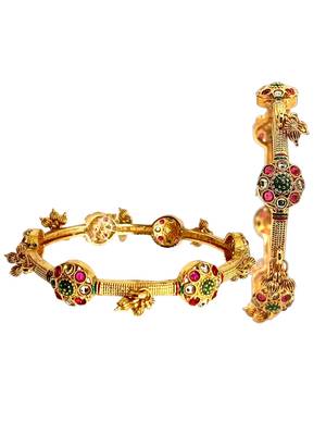 Set of 2 gold plated cz meenakari kashmiri bangles 3