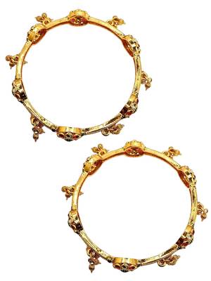 Set of 2 gold plated cz meenakari kashmiri bangles 4