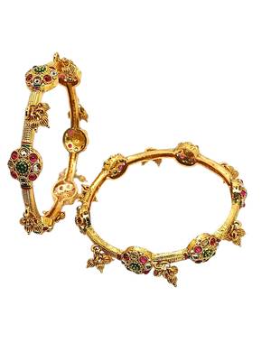 Set of 2 gold plated cz meenakari kashmiri bangles 5