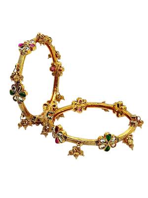Set of 2 gold plated kundan kashmiri bangles 3