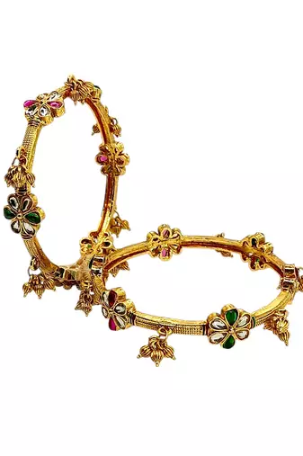 Set of 2 gold plated kundan kashmiri bangles