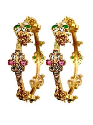 Set of 2 gold plated kundan kashmiri bangles 4