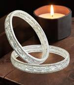 Set of 2 rhodium plated baguette american diamond bangles