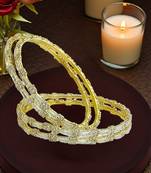 Gold plated set of 4 american diamond baguette bangles