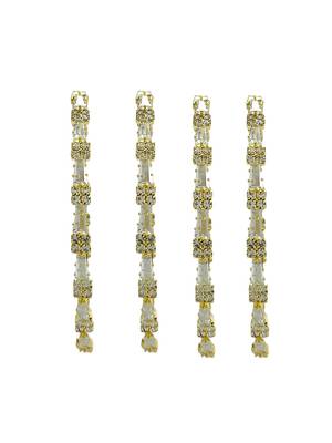 Gold plated set of 4 american diamond baguette bangles 2