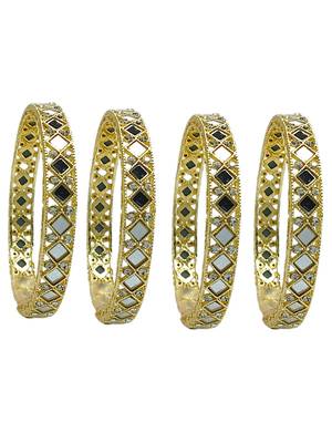 Gold plated set of 4 square mirror bangle set 2