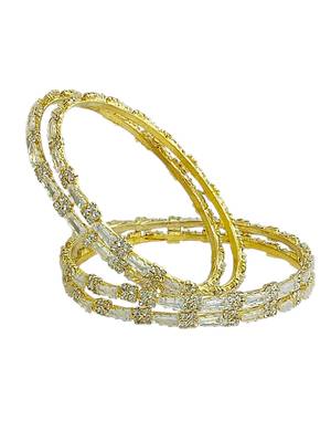Gold plated set of 4 american diamond baguette bangles 3