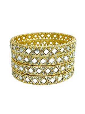 Gold plated set of 4 square mirror bangle set 3