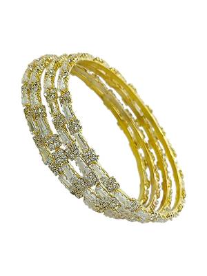 Gold plated set of 4 american diamond baguette bangles 5