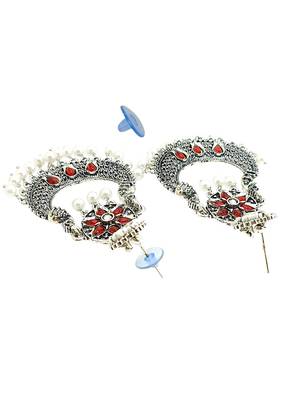 Silver oxidised chandbali earrings 3