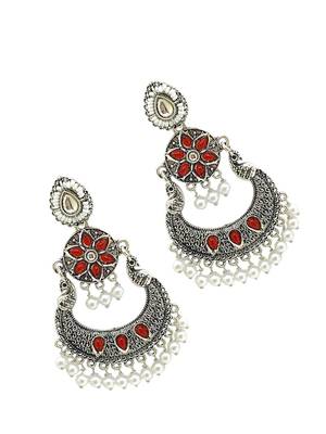 Silver oxidised chandbali earrings 4