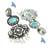 Silver oxidised kundan turquoise blue long earrings