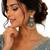 Silver oxidised kundan turquoise blue long earrings