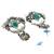 Silver oxidised kundan green chandbali earrings