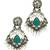 Silver oxidised kundan green chandbali earrings