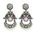 Silver oxidised peacock motif pink chandbali earrings