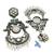 Silver oxidised peacock motif pink chandbali earrings
