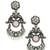 Silver oxidised peacock motif pink chandbali earrings
