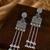 Silver oxidized peacock kashmiri long earrings