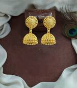 Gold plated dome shape jhumka earrings