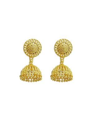 Gold plated dome shape jhumka earrings 2