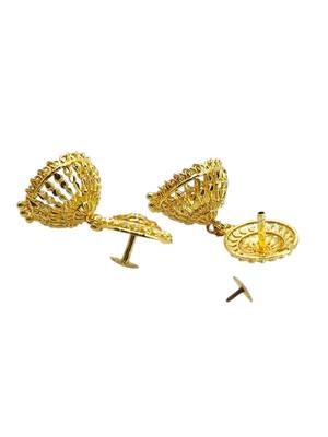 Gold plated dome shape jhumka earrings 3
