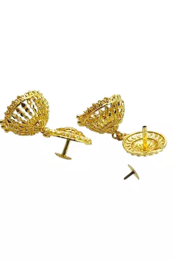 Gold plated dome shape jhumka earrings