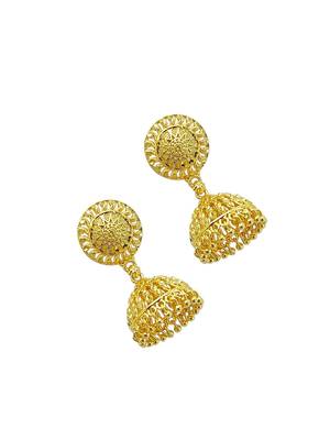 Gold plated dome shape jhumka earrings 4