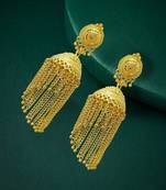 Gold plated tassel long jhumka earrings