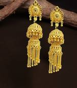 Gold plated double layered umbrella jhumka earrings