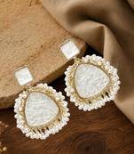 Gold plated triangle shape white earrings