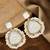 Gold plated triangle shape white earrings