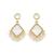 Gold plated square shape white earrings