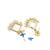 Gold plated square shape white earrings
