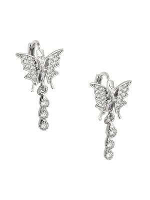 Silver plated cz butterfly hoop earrings 2