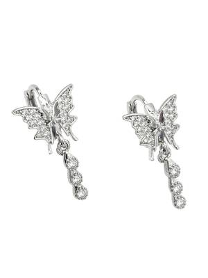 Silver plated cz butterfly hoop earrings 4