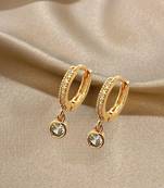 Gold plated fancy cz small hoop earrings