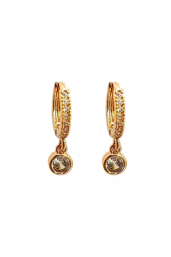 Gold plated fancy cz small hoop earrings
