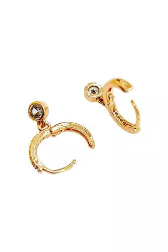 Gold plated fancy cz small hoop earrings