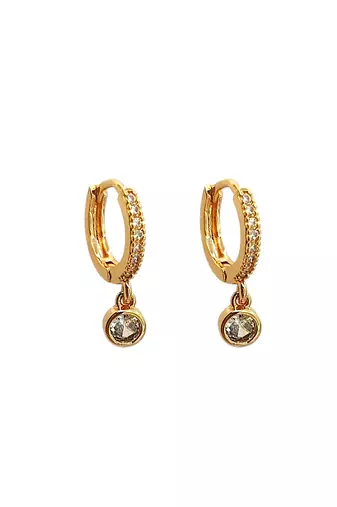 Gold plated fancy cz small hoop earrings