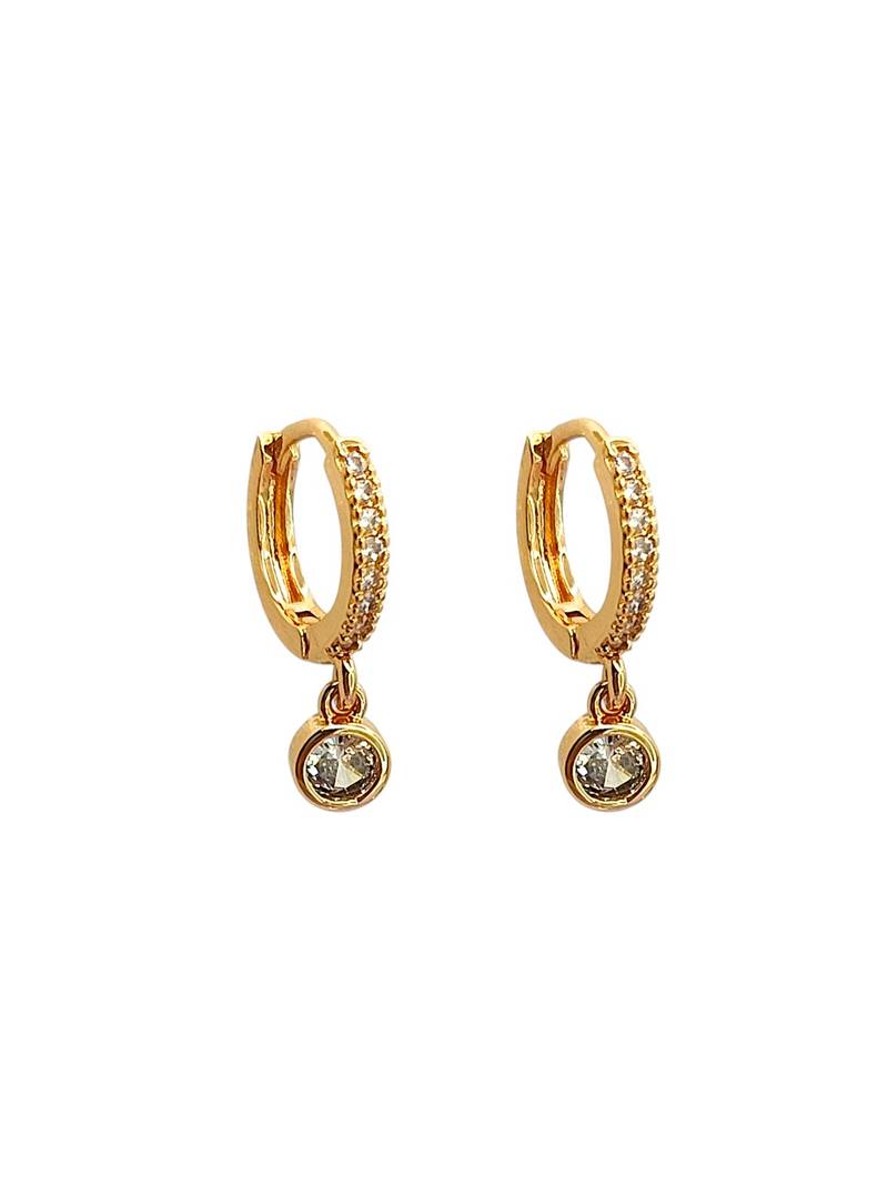 Gold plated fancy cz small hoop earrings