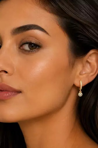 Gold plated fancy cz small hoop earrings