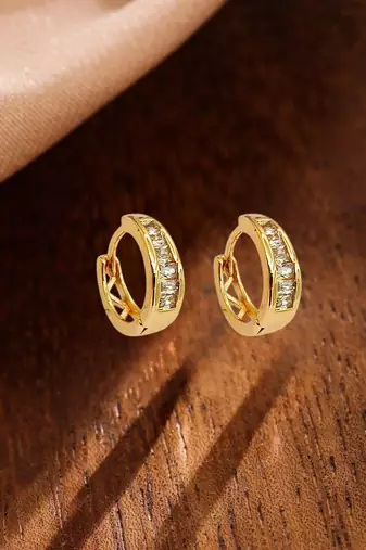 Gold plated elegant cz small hoop earrings